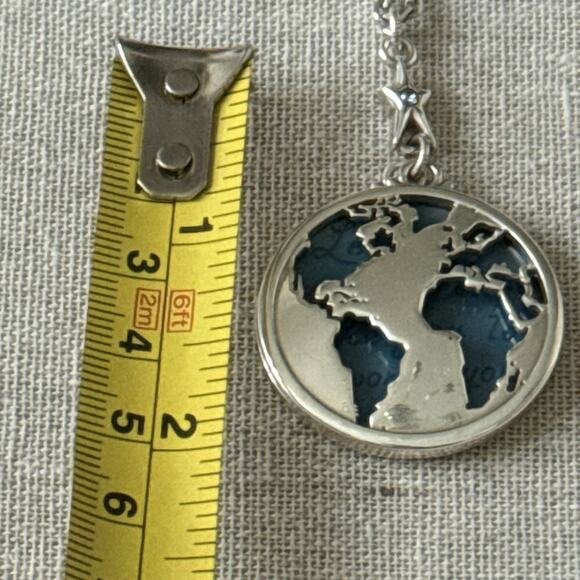 BRIGHTON Halo ODYSSEY WORLD NECKLACE & POUCH Map Earth Silver Blue Water NWT - Picture 9 of 11